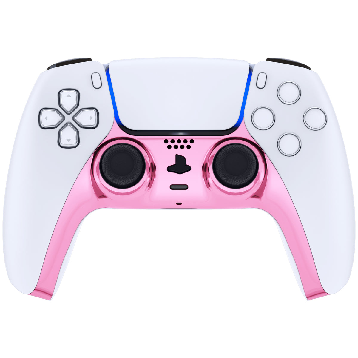 eXtremeRate Replacement Decorative Trim Shell with Accent Rings Compatible with PS5 Controller BDM-010/020/030/040/050 - Chrome Pink Glossy