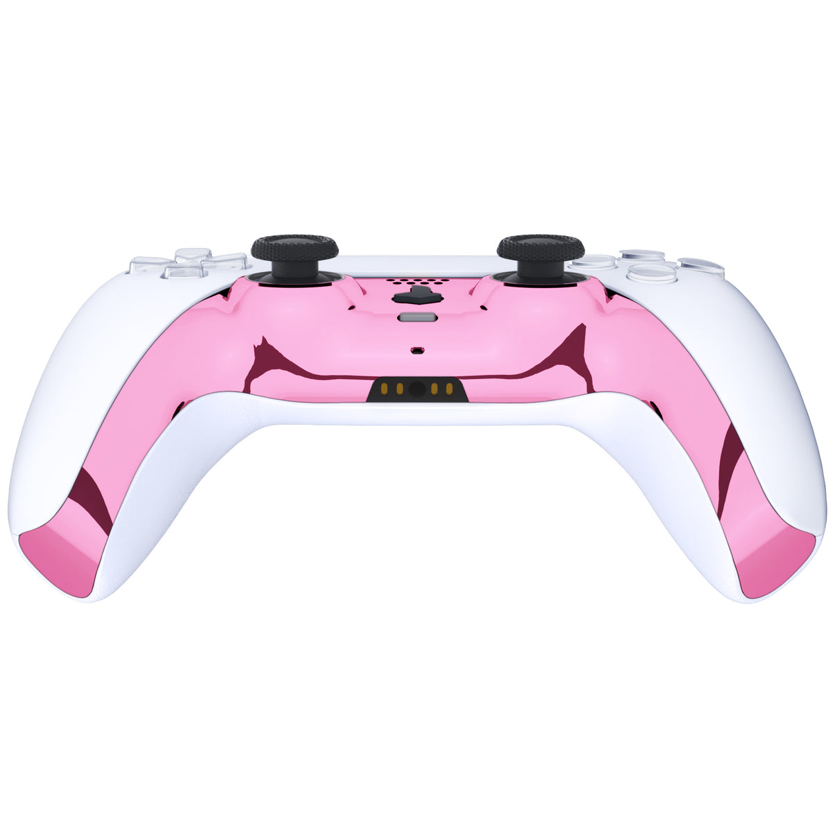 eXtremeRate Replacement Decorative Trim Shell with Accent Rings Compatible with PS5 Controller BDM-010/020/030/040/050 - Chrome Pink Glossy