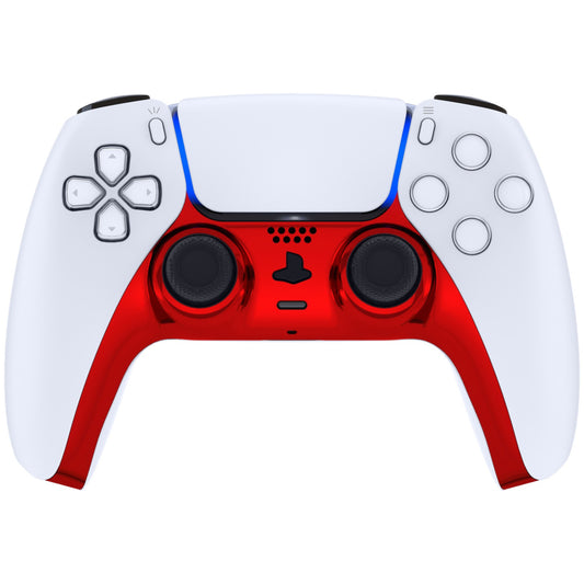 eXtremeRate Replacement Decorative Trim Shell with Accent Rings Compatible with PS5 Controller BDM-010/020/030/040/050 - Chrome Red Glossy