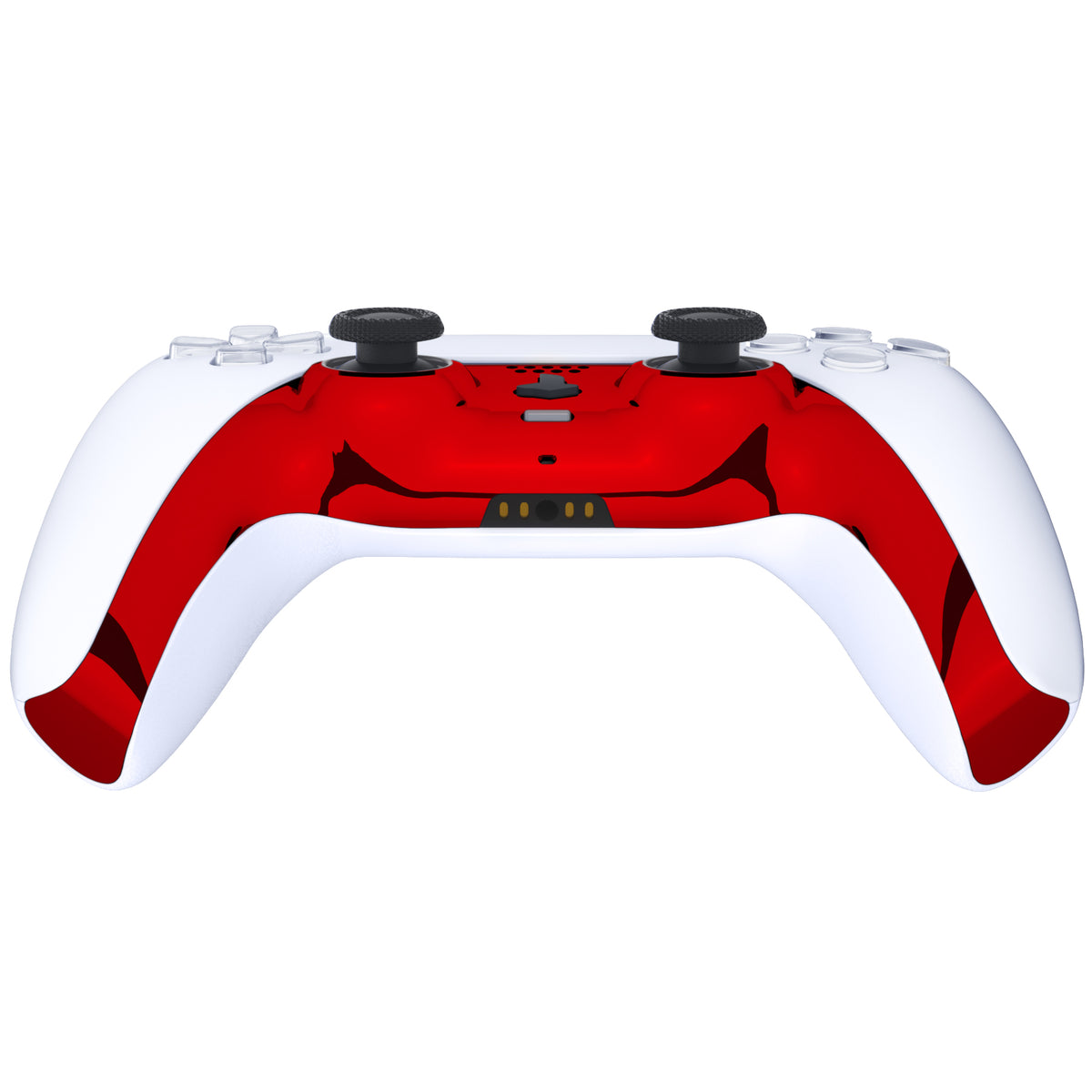 eXtremeRate Replacement Decorative Trim Shell with Accent Rings Compatible with PS5 Controller BDM-010/020/030/040/050 - Chrome Red Glossy