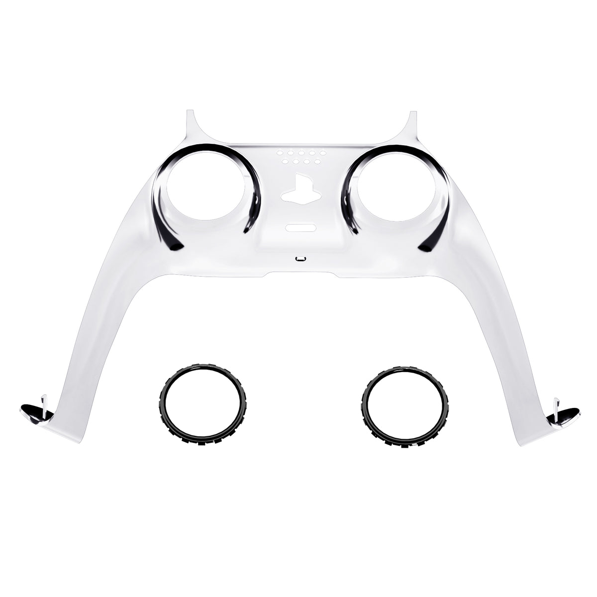 eXtremeRate Replacement Decorative Trim Shell with Accent Rings Compatible with PS5 Controller BDM-010/020/030/040/050 - Chrome Silver Glossy