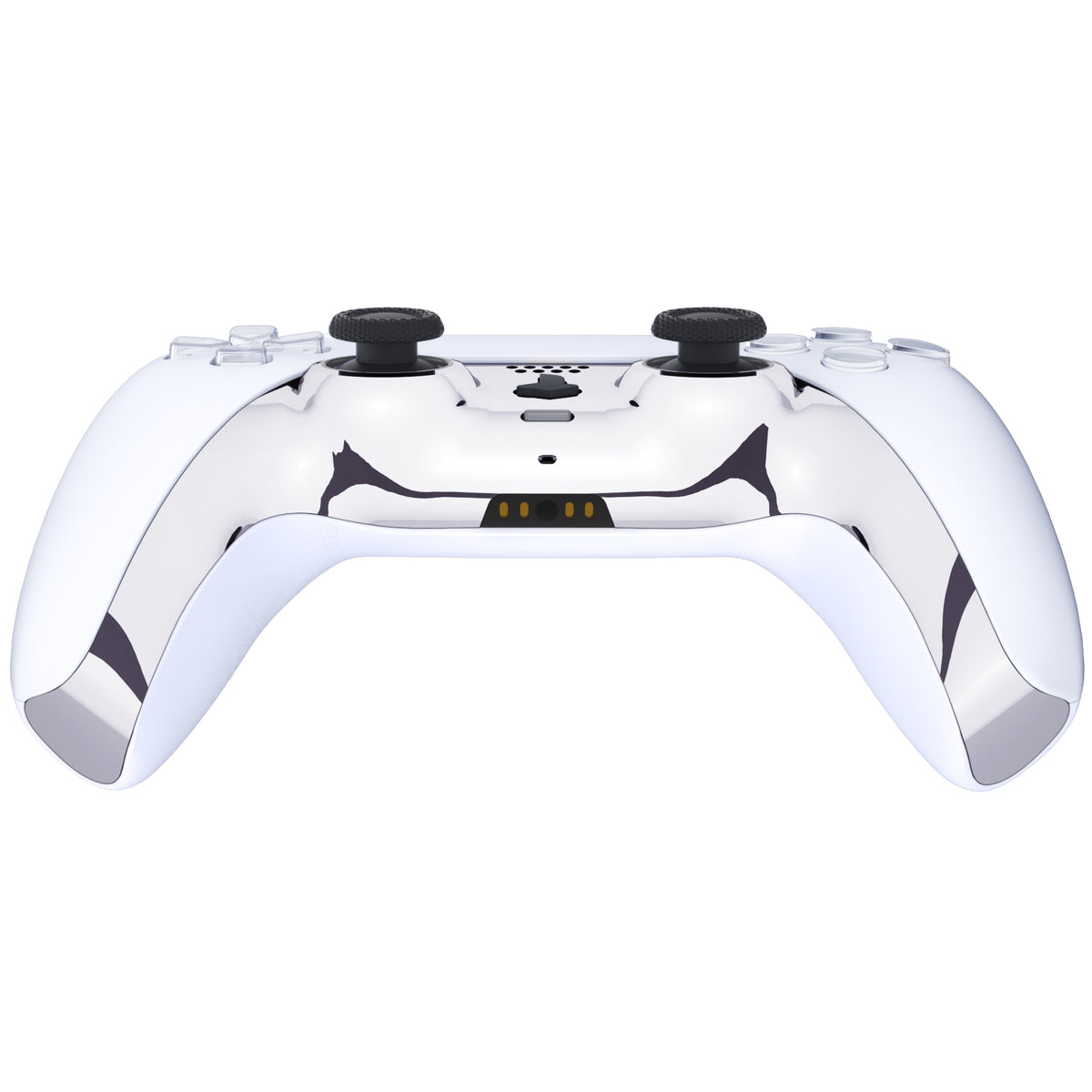 eXtremeRate Replacement Decorative Trim Shell with Accent Rings Compatible with PS5 Controller BDM-010/020/030/040/050 - Chrome Silver Glossy