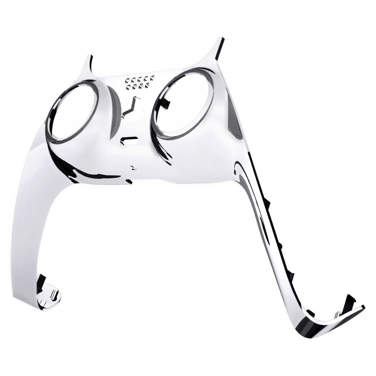 eXtremeRate Replacement Decorative Trim Shell with Accent Rings Compatible with PS5 Controller BDM-010/020/030/040/050 - Chrome Silver Glossy