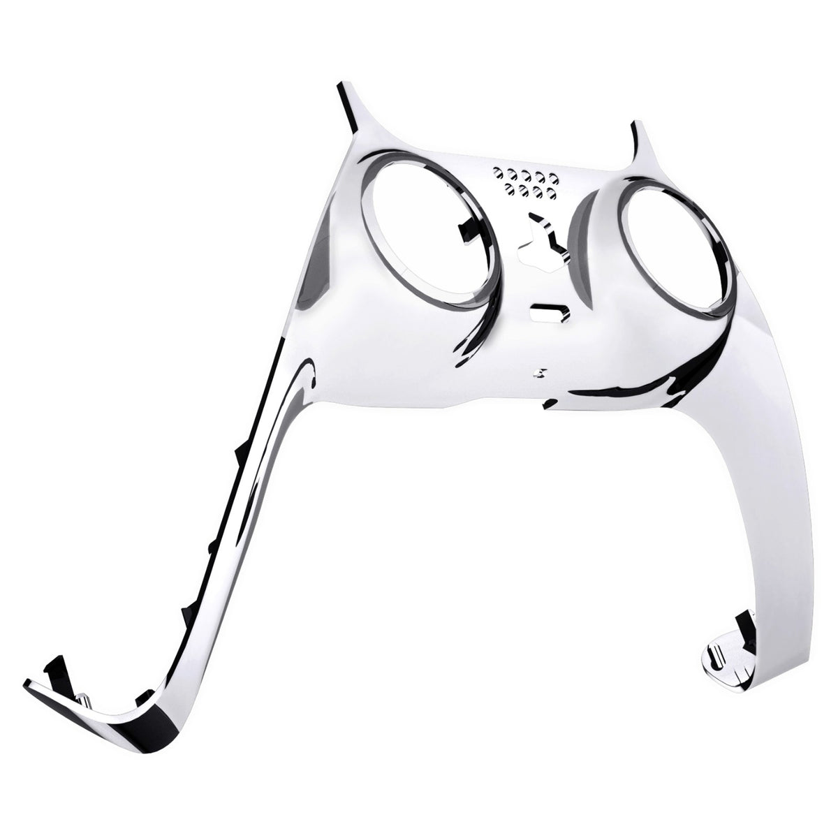 eXtremeRate Replacement Decorative Trim Shell with Accent Rings Compatible with PS5 Controller BDM-010/020/030/040/050 - Chrome Silver Glossy