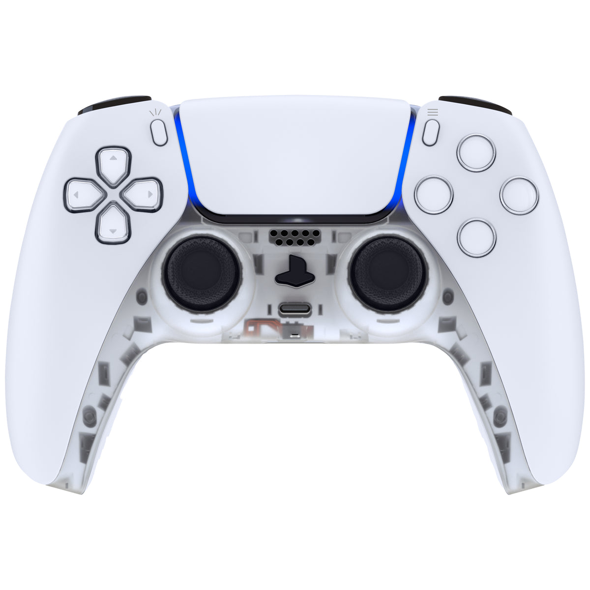 eXtremeRate Replacement Decorative Trim Shell with Accent Rings Compatible with PS5 Controller BDM-010/020/030/040/050 - Clear