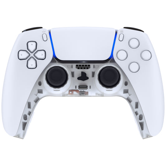 eXtremeRate Replacement Decorative Trim Shell with Accent Rings Compatible with PS5 Controller BDM-010/020/030/040/050 - Clear
