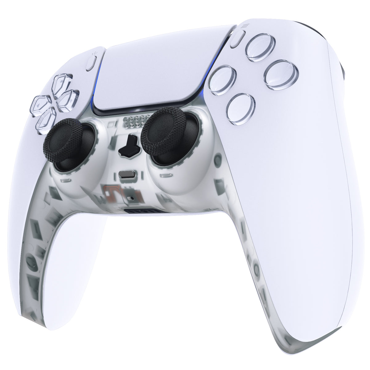 eXtremeRate Replacement Decorative Trim Shell with Accent Rings Compatible with PS5 Controller BDM-010/020/030/040/050 - Clear