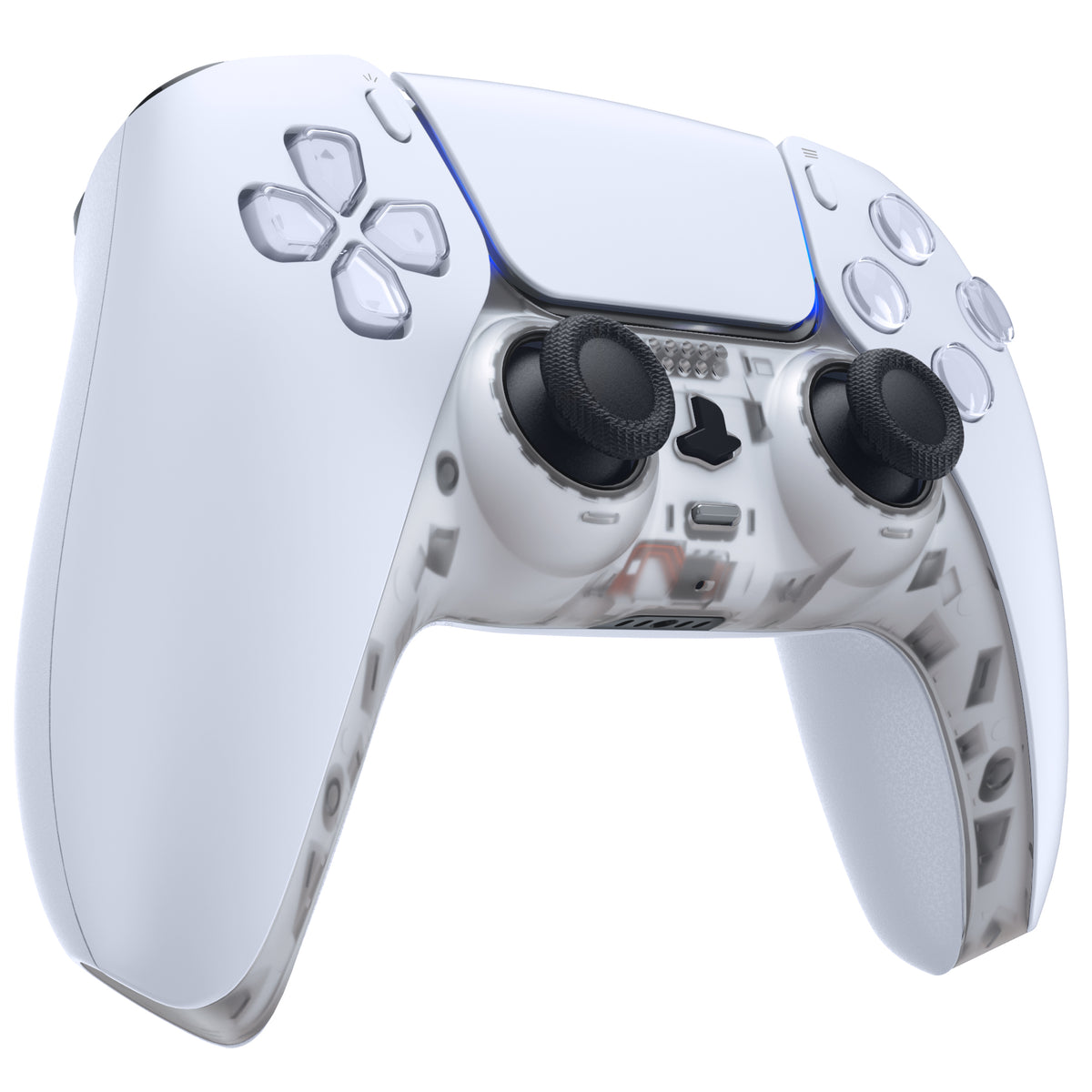 eXtremeRate Replacement Decorative Trim Shell with Accent Rings Compatible with PS5 Controller BDM-010/020/030/040/050 - Clear