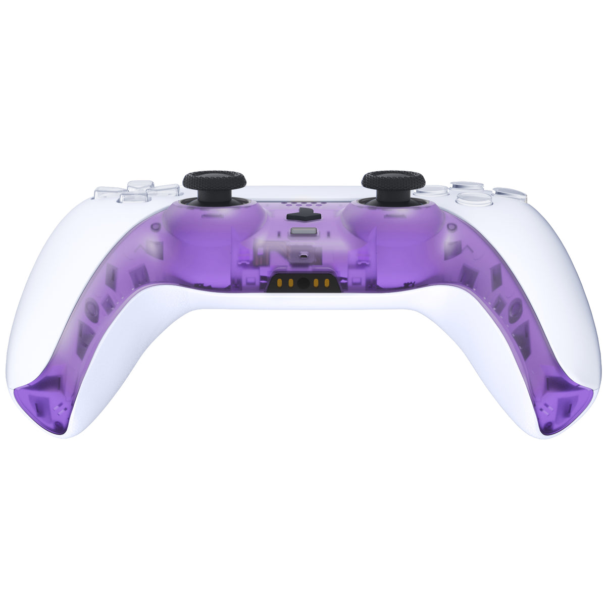 eXtremeRate Replacement Decorative Trim Shell with Accent Rings Compatible with PS5 Controller BDM-010/020/030/040/050 - Clear Atomic Purple