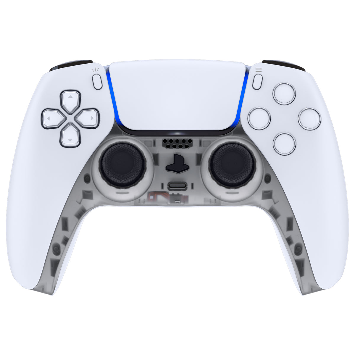 eXtremeRate Replacement Decorative Trim Shell with Accent Rings Compatible with PS5 Controller BDM-010/020/030/040/050 - Clear Black