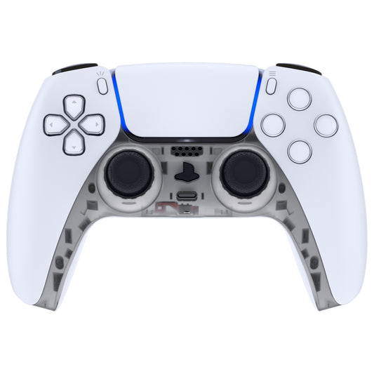 eXtremeRate Replacement Decorative Trim Shell with Accent Rings Compatible with PS5 Controller BDM-010/020/030/040/050 - Clear Black