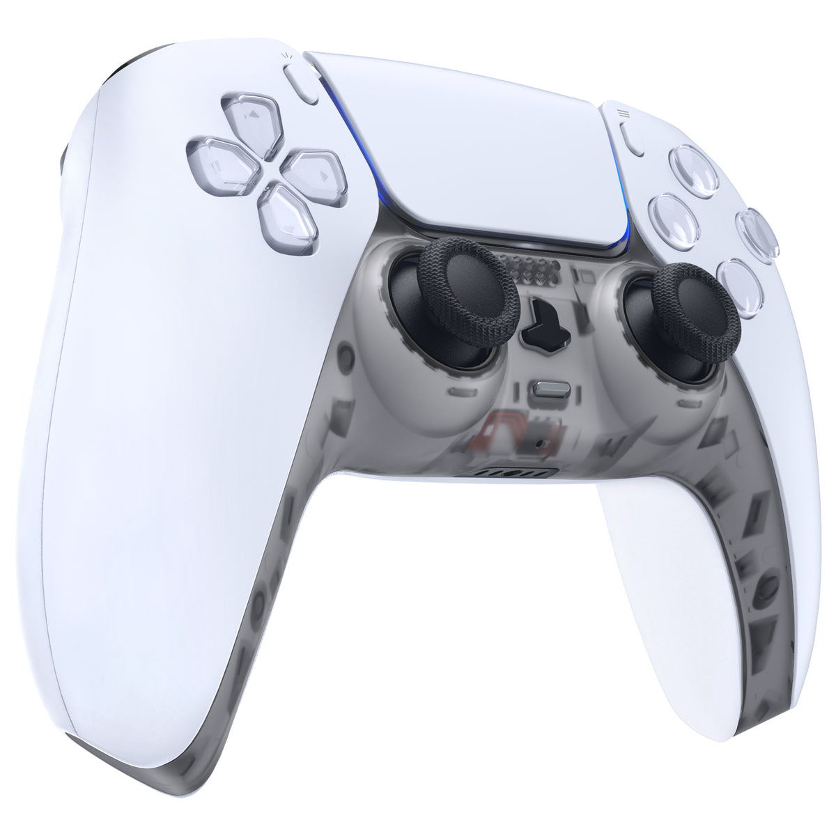 eXtremeRate Replacement Decorative Trim Shell with Accent Rings Compatible with PS5 Controller BDM-010/020/030/040/050 - Clear Black