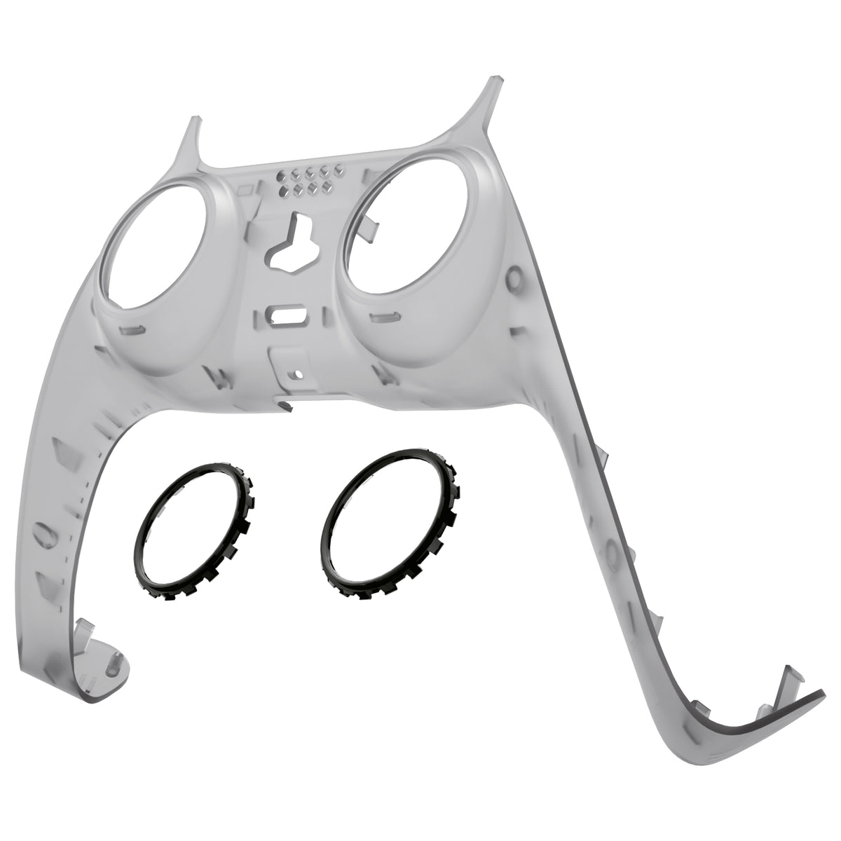 eXtremeRate Replacement Decorative Trim Shell with Accent Rings Compatible with PS5 Controller BDM-010/020/030/040/050 - Clear Black