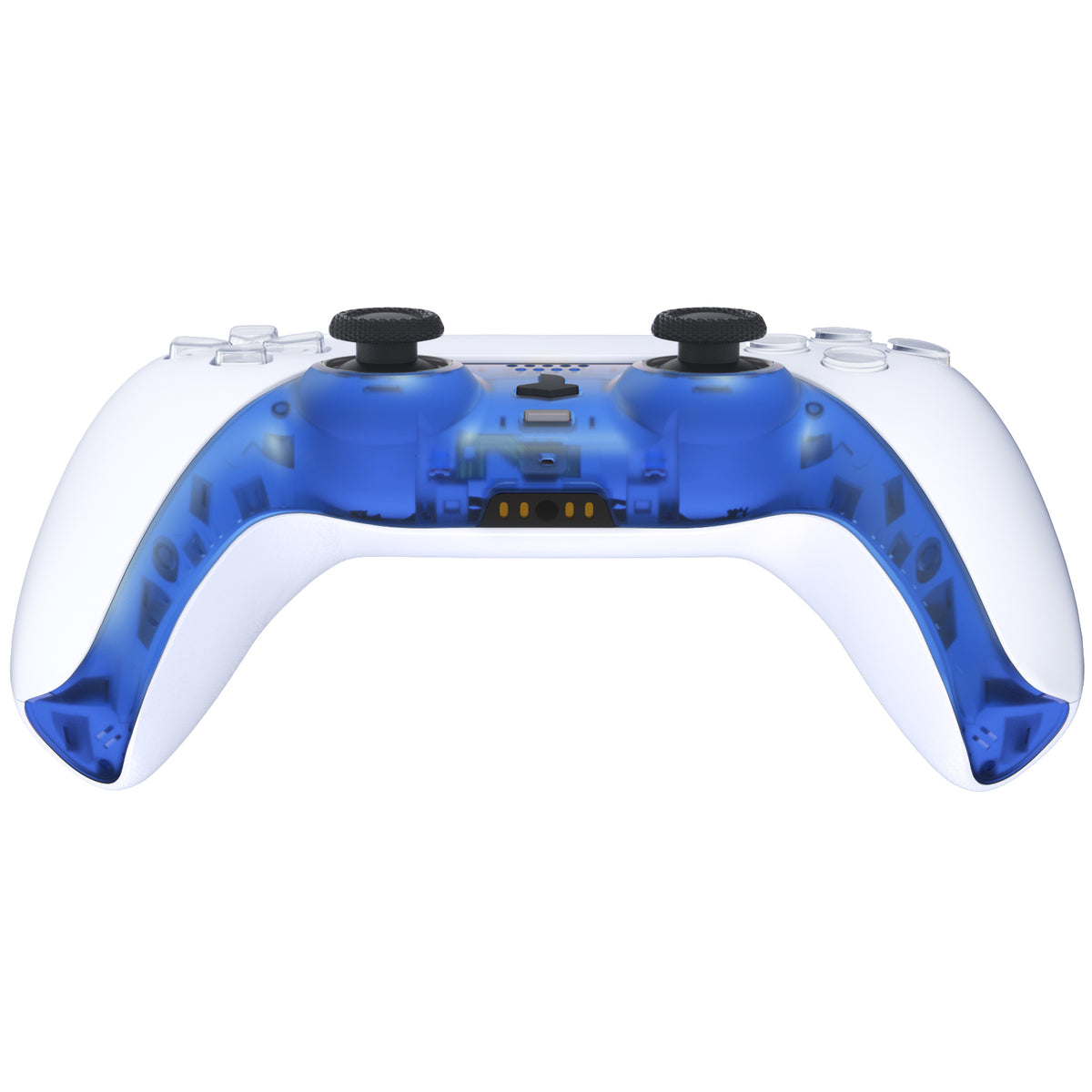 eXtremeRate Replacement Decorative Trim Shell with Accent Rings Compatible with PS5 Controller BDM-010/020/030/040/050 - Clear Blue