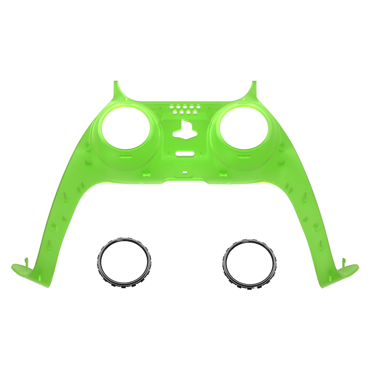 eXtremeRate Replacement Decorative Trim Shell with Accent Rings Compatible with PS5 Controller BDM-010/020/030/040/050 - Clear Green