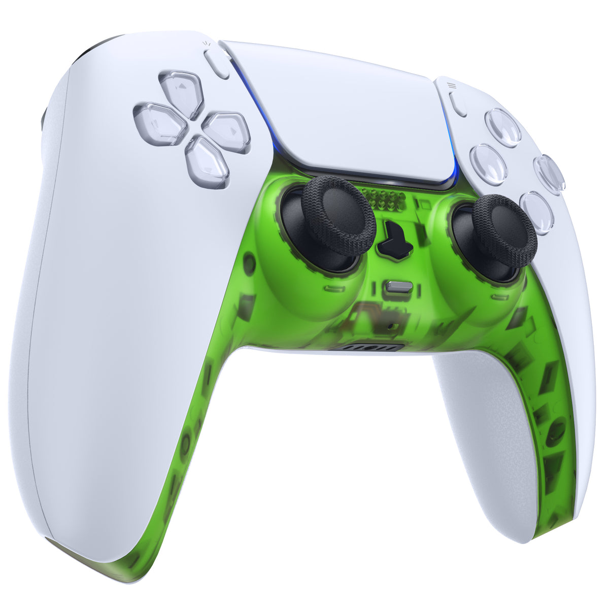 eXtremeRate Replacement Decorative Trim Shell with Accent Rings Compatible with PS5 Controller BDM-010/020/030/040/050 - Clear Green