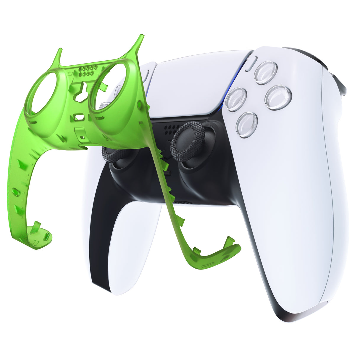eXtremeRate Replacement Decorative Trim Shell with Accent Rings Compatible with PS5 Controller BDM-010/020/030/040/050 - Clear Green