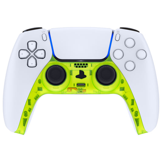 eXtremeRate Replacement Decorative Trim Shell with Accent Rings Compatible with PS5 Controller BDM-010/020/030/040/050 - Clear Lime Green