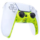 eXtremeRate Replacement Decorative Trim Shell with Accent Rings Compatible with PS5 Controller BDM-010/020/030/040/050 - Clear Lime Green