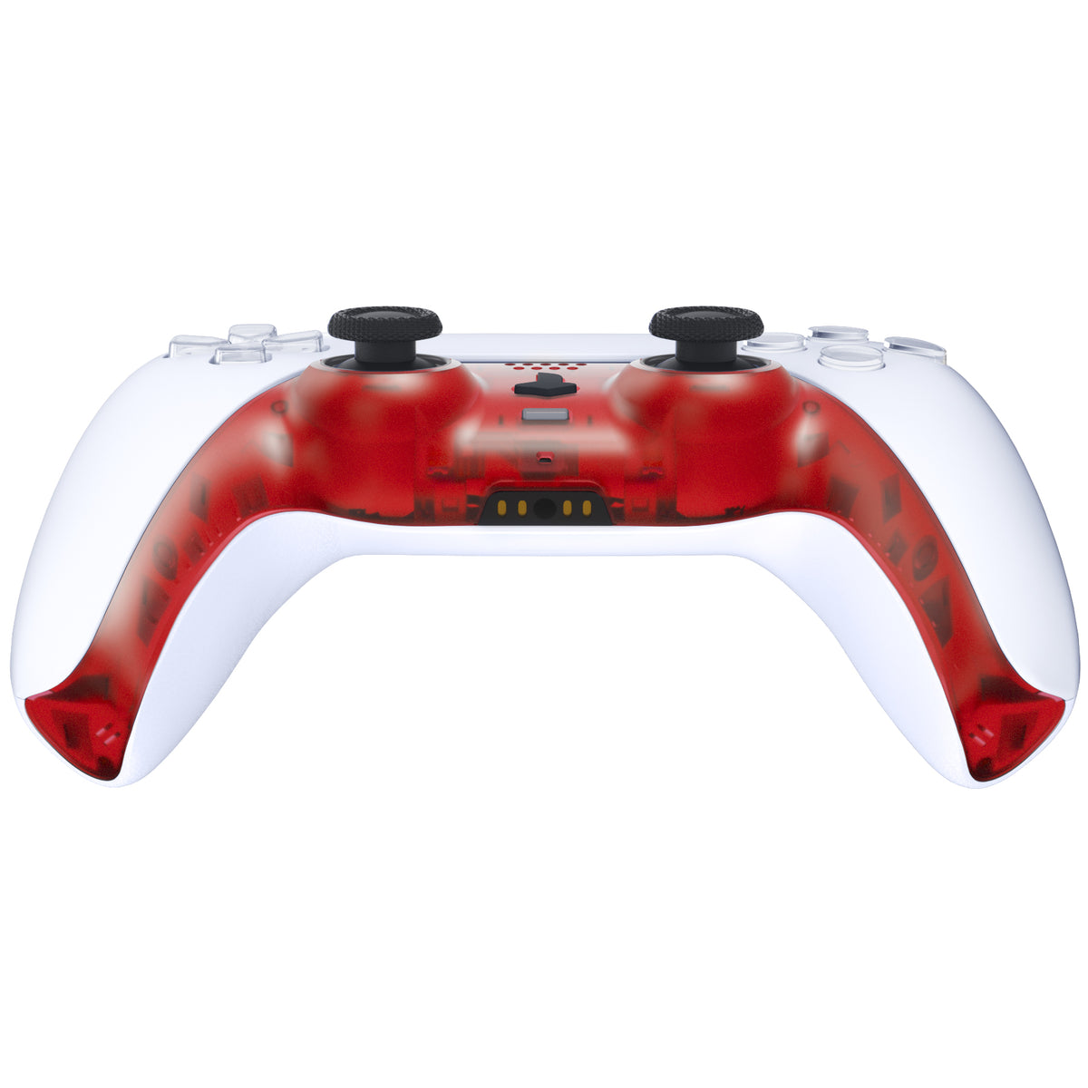 eXtremeRate Replacement Decorative Trim Shell with Accent Rings Compatible with PS5 Controller BDM-010/020/030/040/050 - Clear Red