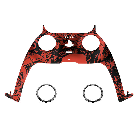 eXtremeRate Replacement Decorative Trim Shell with Accent Rings Compatible with PS5 Controller BDM-010/020/030/040/050 - Demons and Monsters
