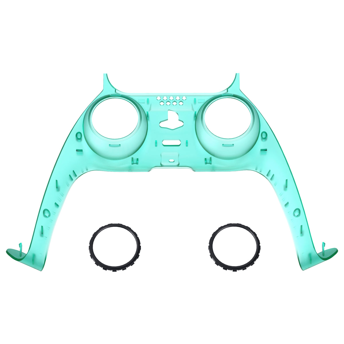 eXtremeRate Replacement Decorative Trim Shell with Accent Rings Compatible with PS5 Controller BDM-010/020/030/040/050 - Emerald Green