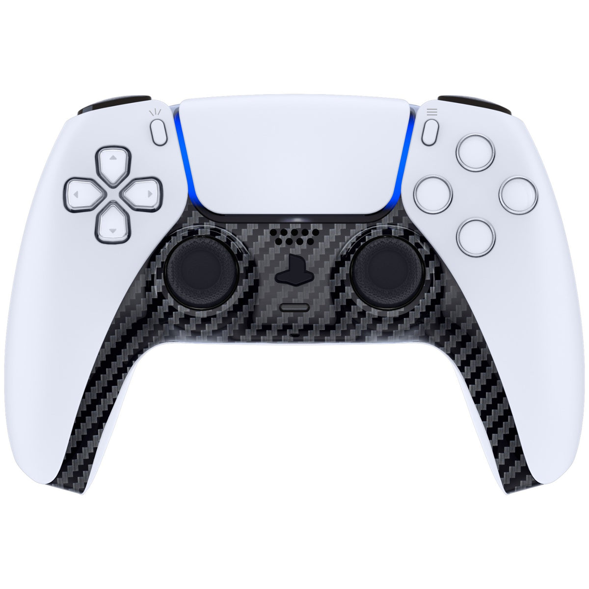 eXtremeRate Replacement Decorative Trim Shell with Accent Rings Compatible with PS5 Controller BDM-010/020/030/040/050 - Graphite Carbon Fiber