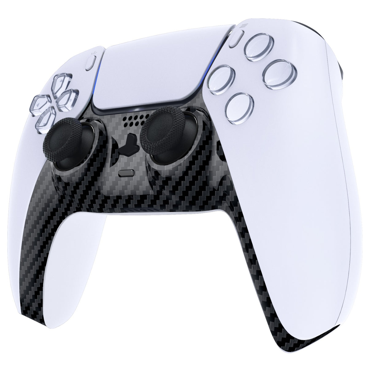 eXtremeRate Replacement Decorative Trim Shell with Accent Rings Compatible with PS5 Controller BDM-010/020/030/040/050 - Graphite Carbon Fiber
