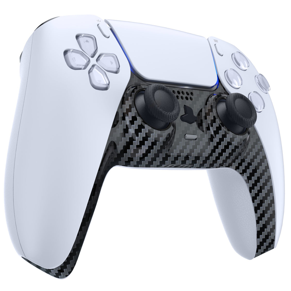 eXtremeRate Replacement Decorative Trim Shell with Accent Rings Compatible with PS5 Controller BDM-010/020/030/040/050 - Graphite Carbon Fiber