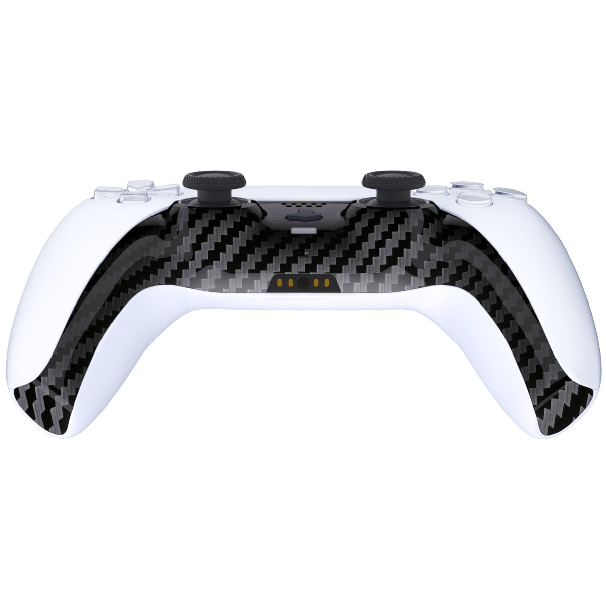 eXtremeRate Replacement Decorative Trim Shell with Accent Rings Compatible with PS5 Controller BDM-010/020/030/040/050 - Graphite Carbon Fiber