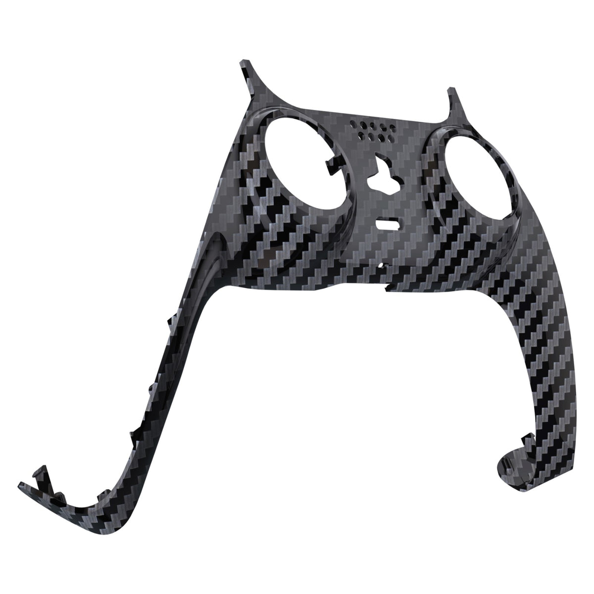 eXtremeRate Replacement Decorative Trim Shell with Accent Rings Compatible with PS5 Controller BDM-010/020/030/040/050 - Graphite Carbon Fiber