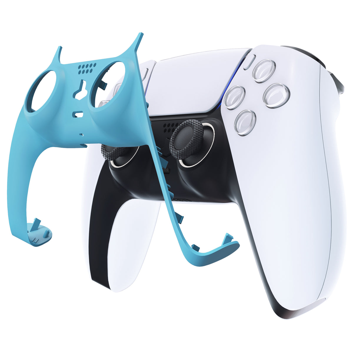 eXtremeRate Replacement Decorative Trim Shell with Accent Rings Compatible with PS5 Controller BDM-010/020/030/040/050 - Heaven Blue