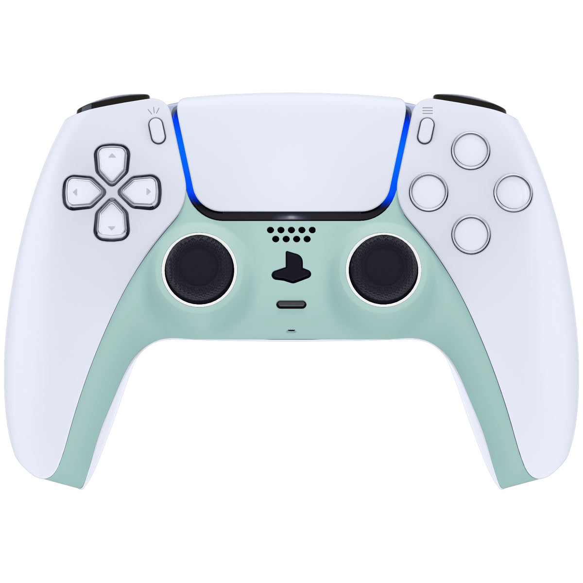 eXtremeRate Replacement Decorative Trim Shell with Accent Rings Compatible with PS5 Controller BDM-010/020/030/040/050 - Light Cyan