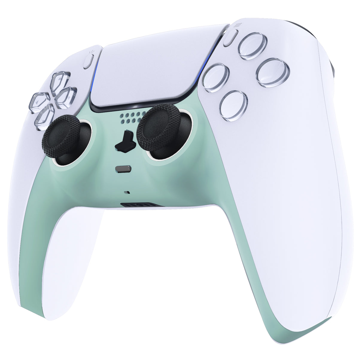 eXtremeRate Replacement Decorative Trim Shell with Accent Rings Compatible with PS5 Controller BDM-010/020/030/040/050 - Light Cyan