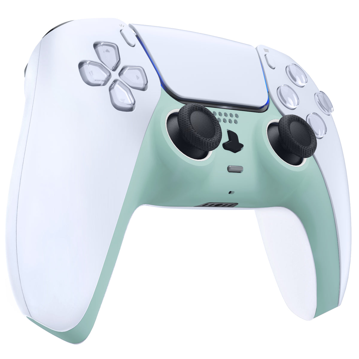 eXtremeRate Replacement Decorative Trim Shell with Accent Rings Compatible with PS5 Controller BDM-010/020/030/040/050 - Light Cyan