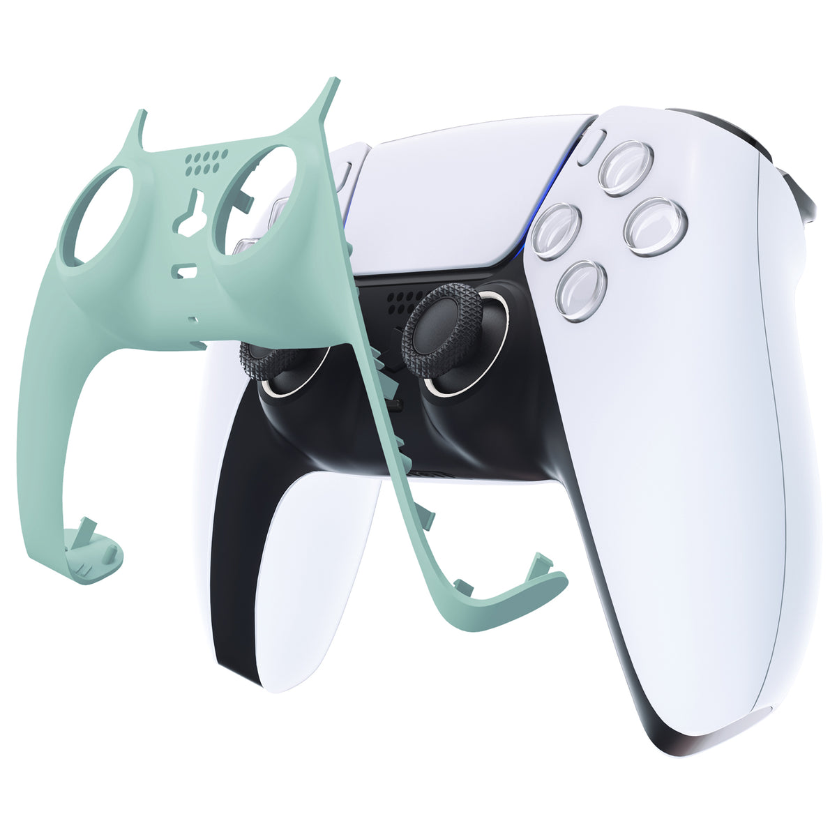 eXtremeRate Replacement Decorative Trim Shell with Accent Rings Compatible with PS5 Controller BDM-010/020/030/040/050 - Light Cyan