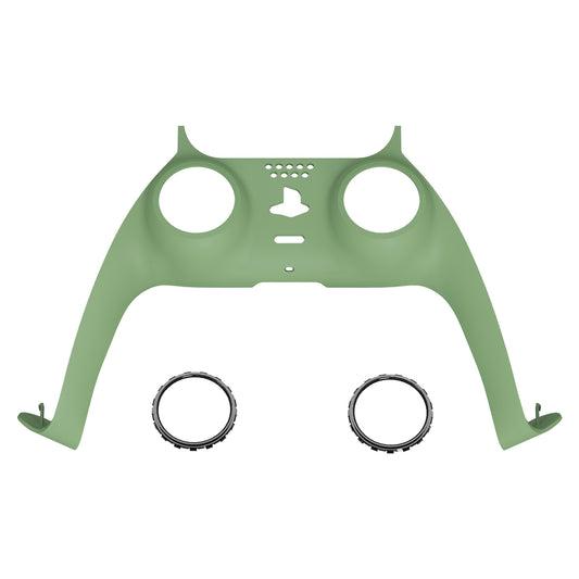 eXtremeRate Replacement Decorative Trim Shell with Accent Rings Compatible with PS5 Controller BDM-010/020/030/040/050 - Matcha Green