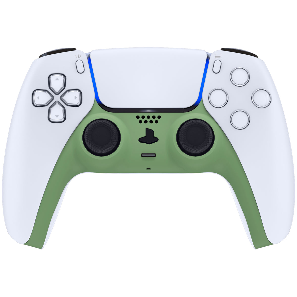 eXtremeRate Replacement Decorative Trim Shell with Accent Rings Compatible with PS5 Controller BDM-010/020/030/040/050 - Matcha Green