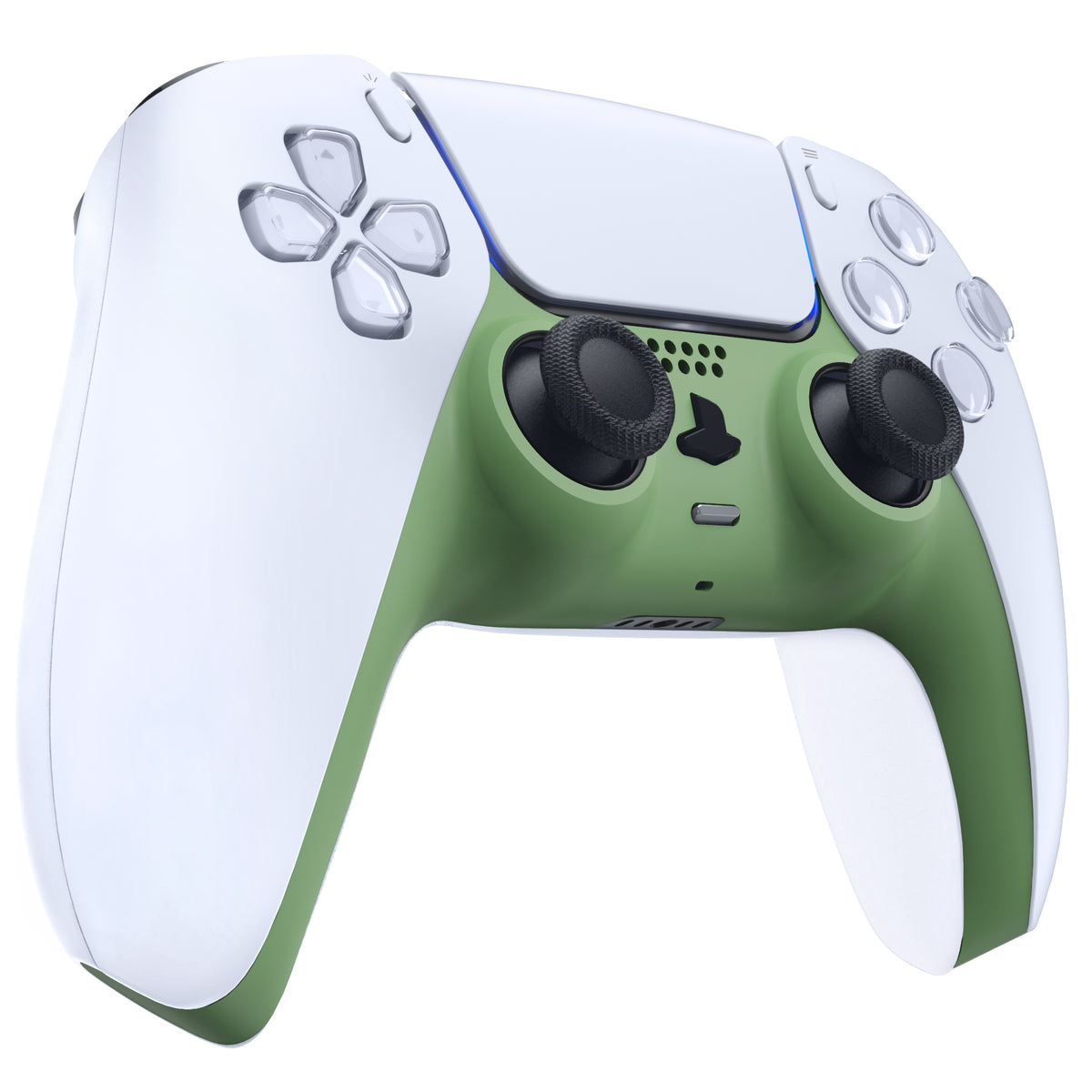 eXtremeRate Replacement Decorative Trim Shell with Accent Rings Compatible with PS5 Controller BDM-010/020/030/040/050 - Matcha Green