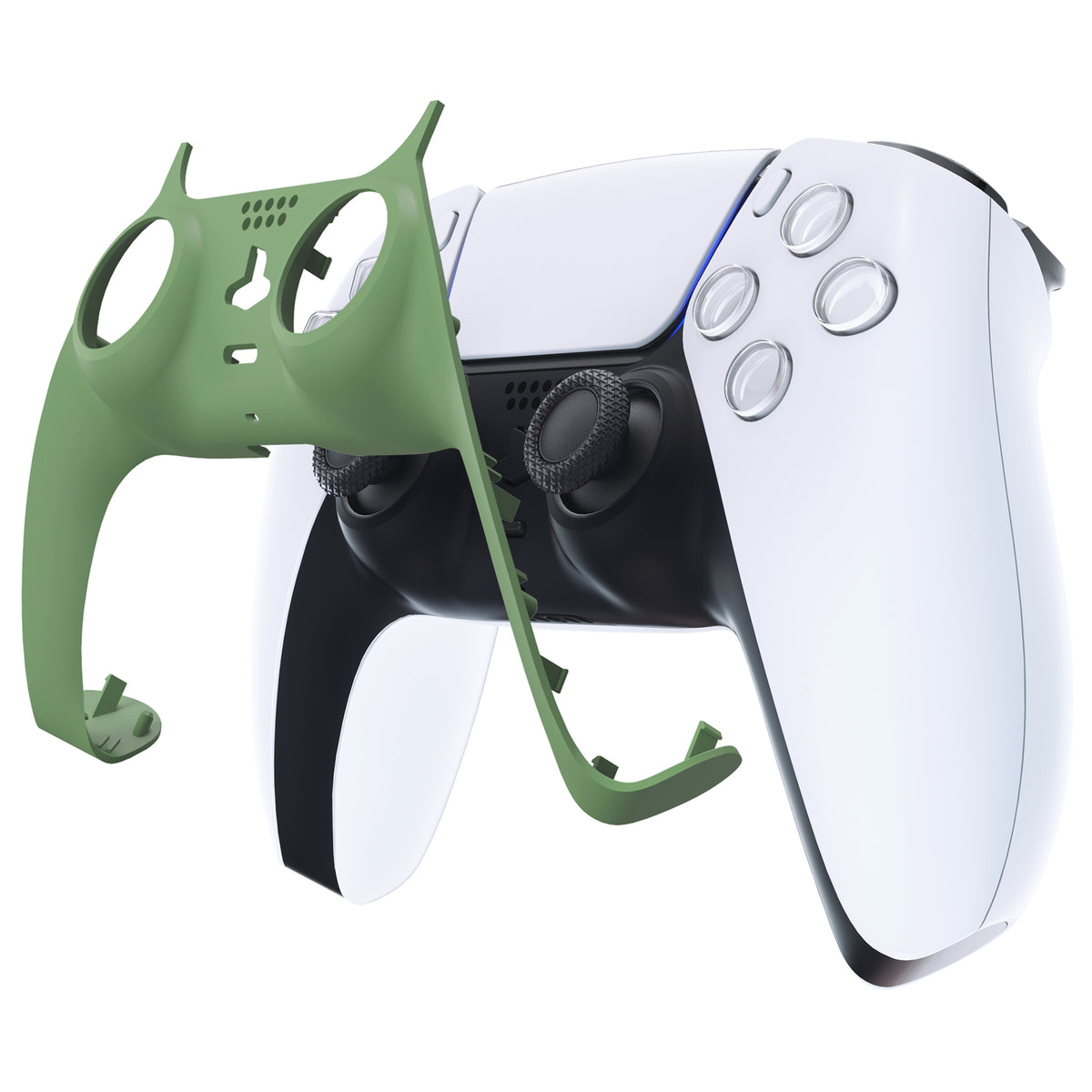 eXtremeRate Replacement Decorative Trim Shell with Accent Rings Compatible with PS5 Controller BDM-010/020/030/040/050 - Matcha Green