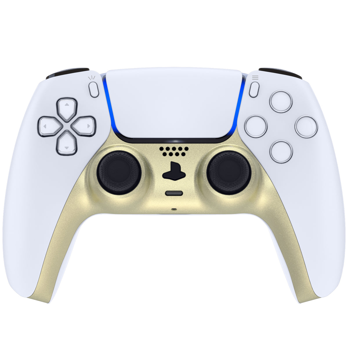 eXtremeRate Replacement Decorative Trim Shell with Accent Rings Compatible with PS5 Controller BDM-010/020/030/040/050 - Metallic Champagne Gold