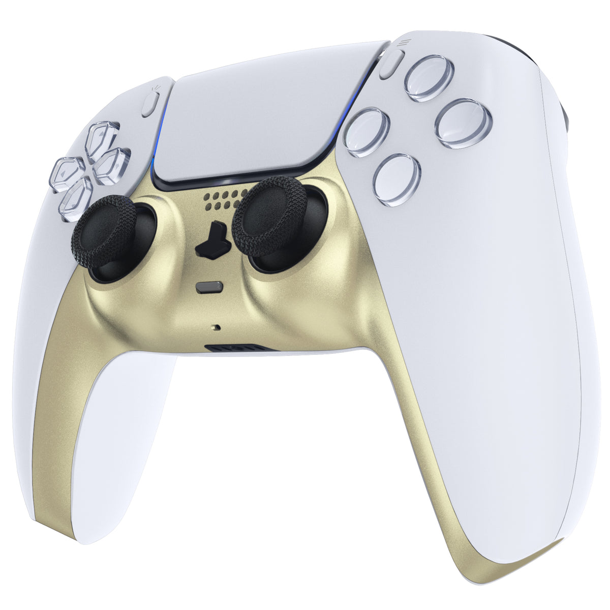 eXtremeRate Replacement Decorative Trim Shell with Accent Rings Compatible with PS5 Controller BDM-010/020/030/040/050 - Metallic Champagne Gold