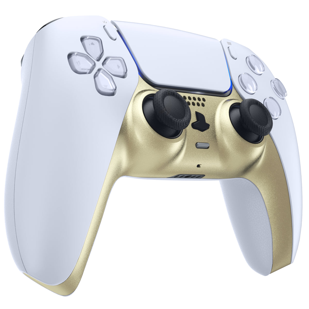 eXtremeRate Replacement Decorative Trim Shell with Accent Rings Compatible with PS5 Controller BDM-010/020/030/040/050 - Metallic Champagne Gold