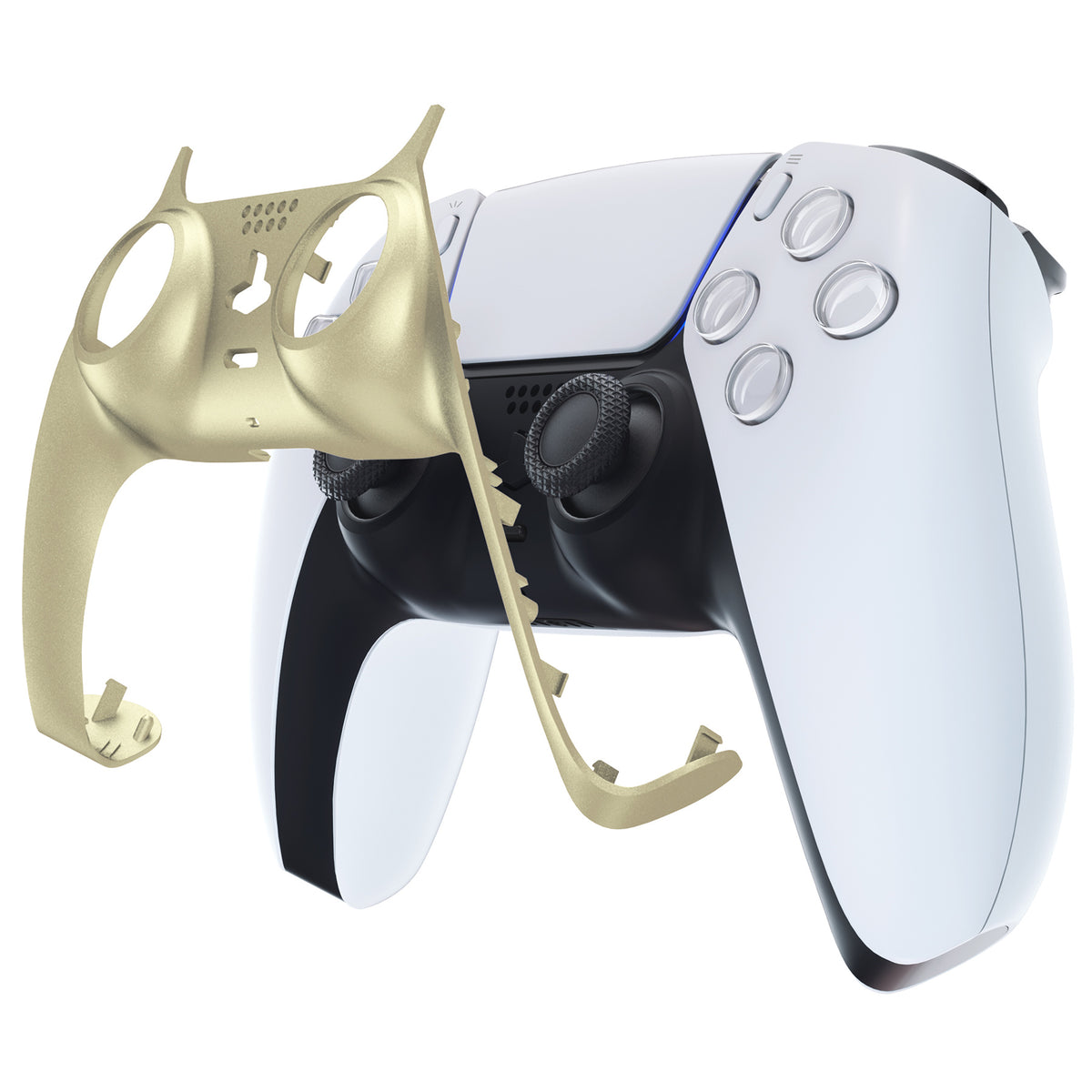 eXtremeRate Replacement Decorative Trim Shell with Accent Rings Compatible with PS5 Controller BDM-010/020/030/040/050 - Metallic Champagne Gold