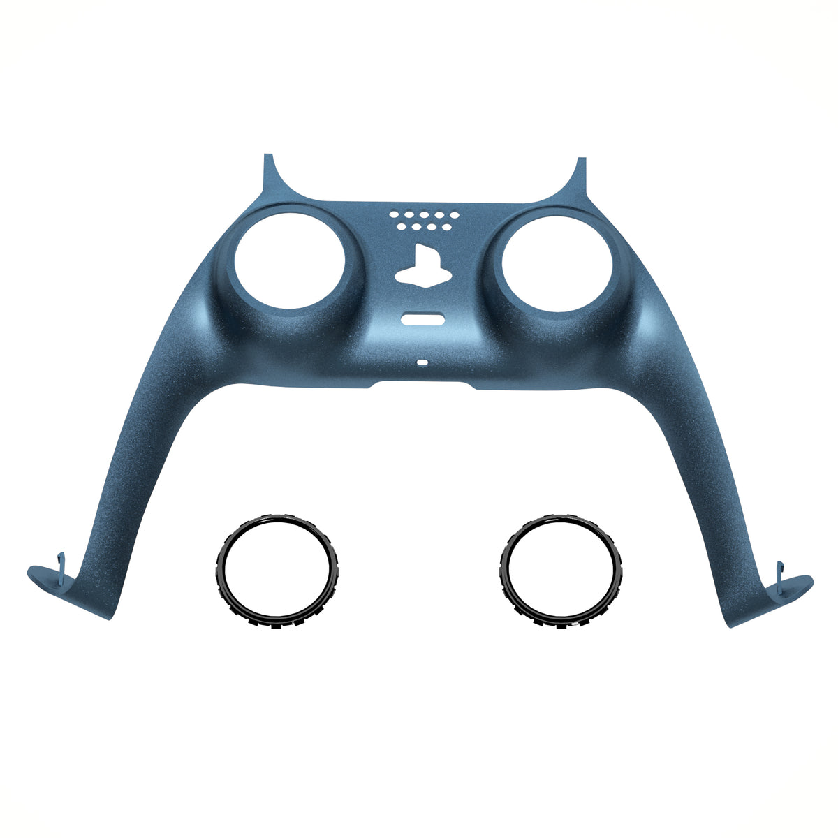 eXtremeRate Replacement Decorative Trim Shell with Accent Rings Compatible with PS5 Controller BDM-010/020/030/040/050 - Metallic Regal Blue