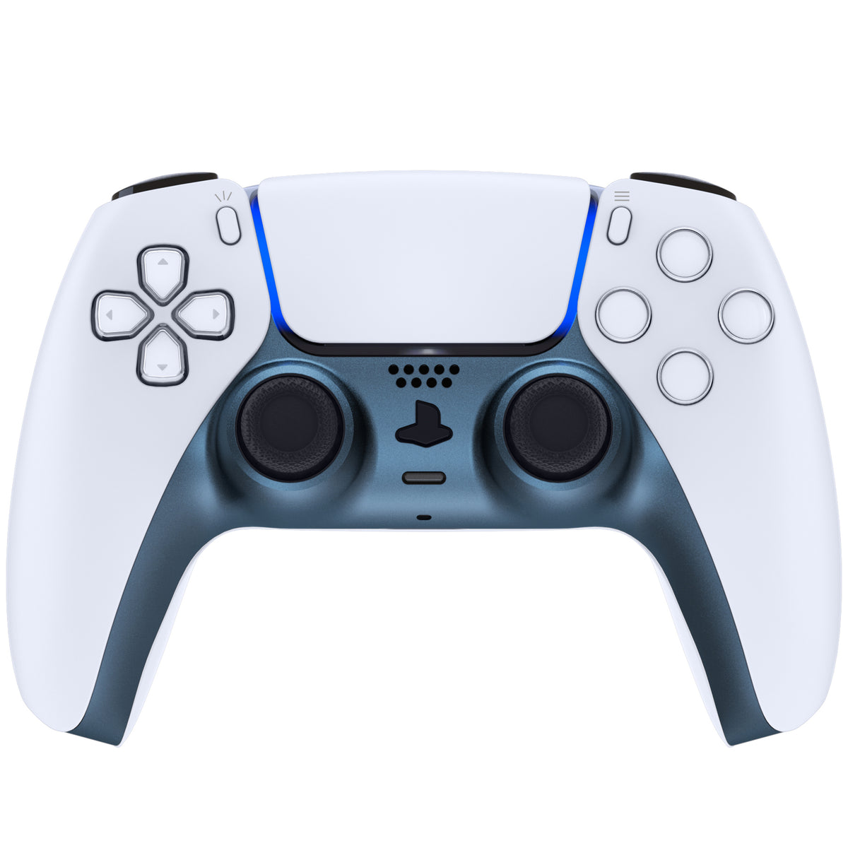 eXtremeRate Replacement Decorative Trim Shell with Accent Rings Compatible with PS5 Controller BDM-010/020/030/040/050 - Metallic Regal Blue