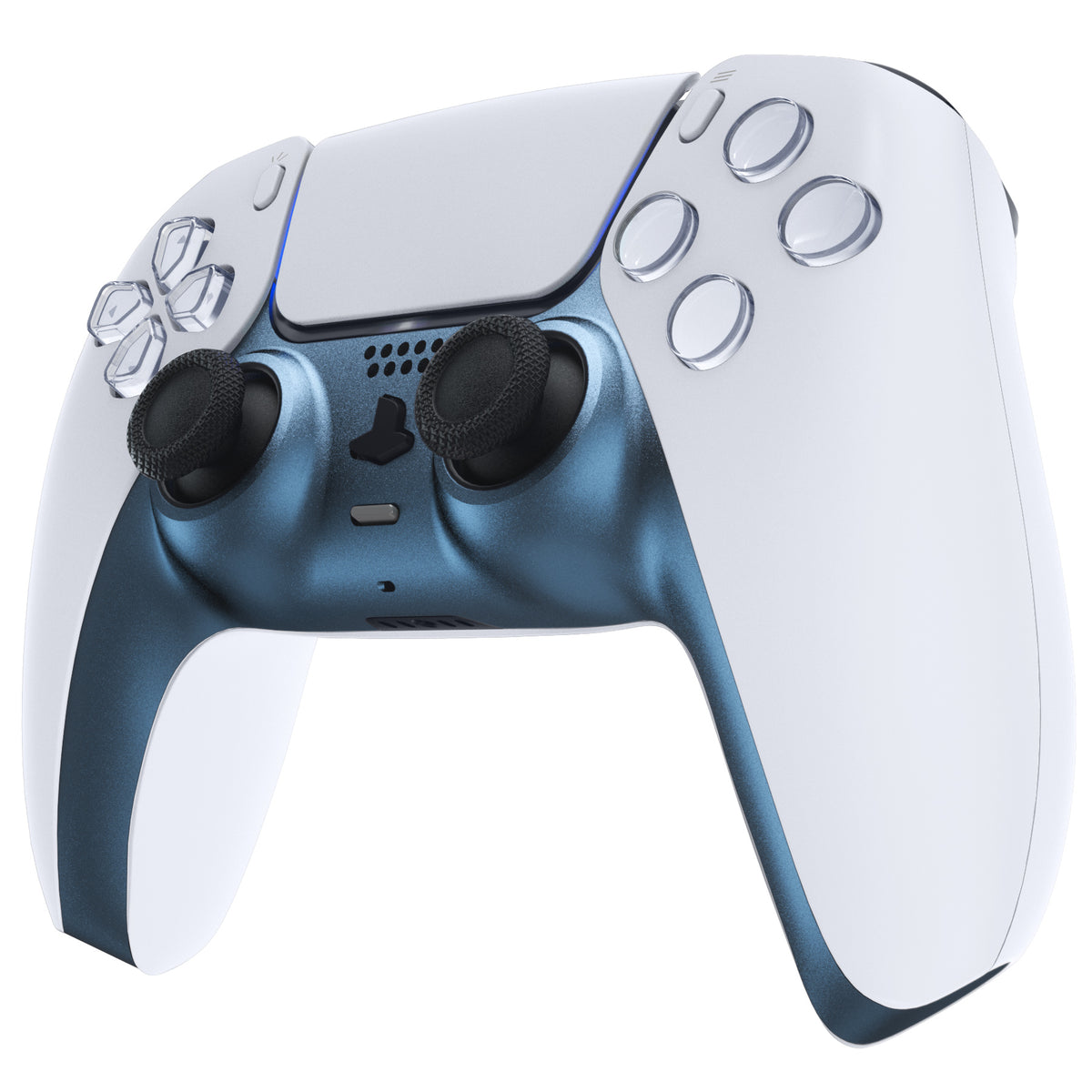 eXtremeRate Replacement Decorative Trim Shell with Accent Rings Compatible with PS5 Controller BDM-010/020/030/040/050 - Metallic Regal Blue