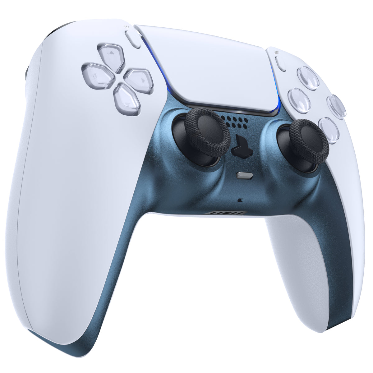 eXtremeRate Replacement Decorative Trim Shell with Accent Rings Compatible with PS5 Controller BDM-010/020/030/040/050 - Metallic Regal Blue