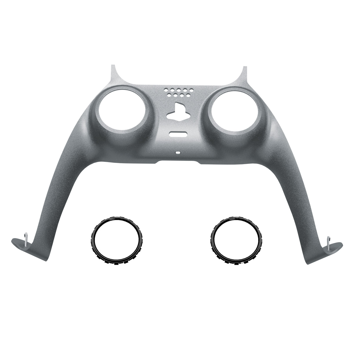 eXtremeRate Replacement Decorative Trim Shell with Accent Rings Compatible with PS5 Controller BDM-010/020/030/040/050 - Metallic Steel Gray