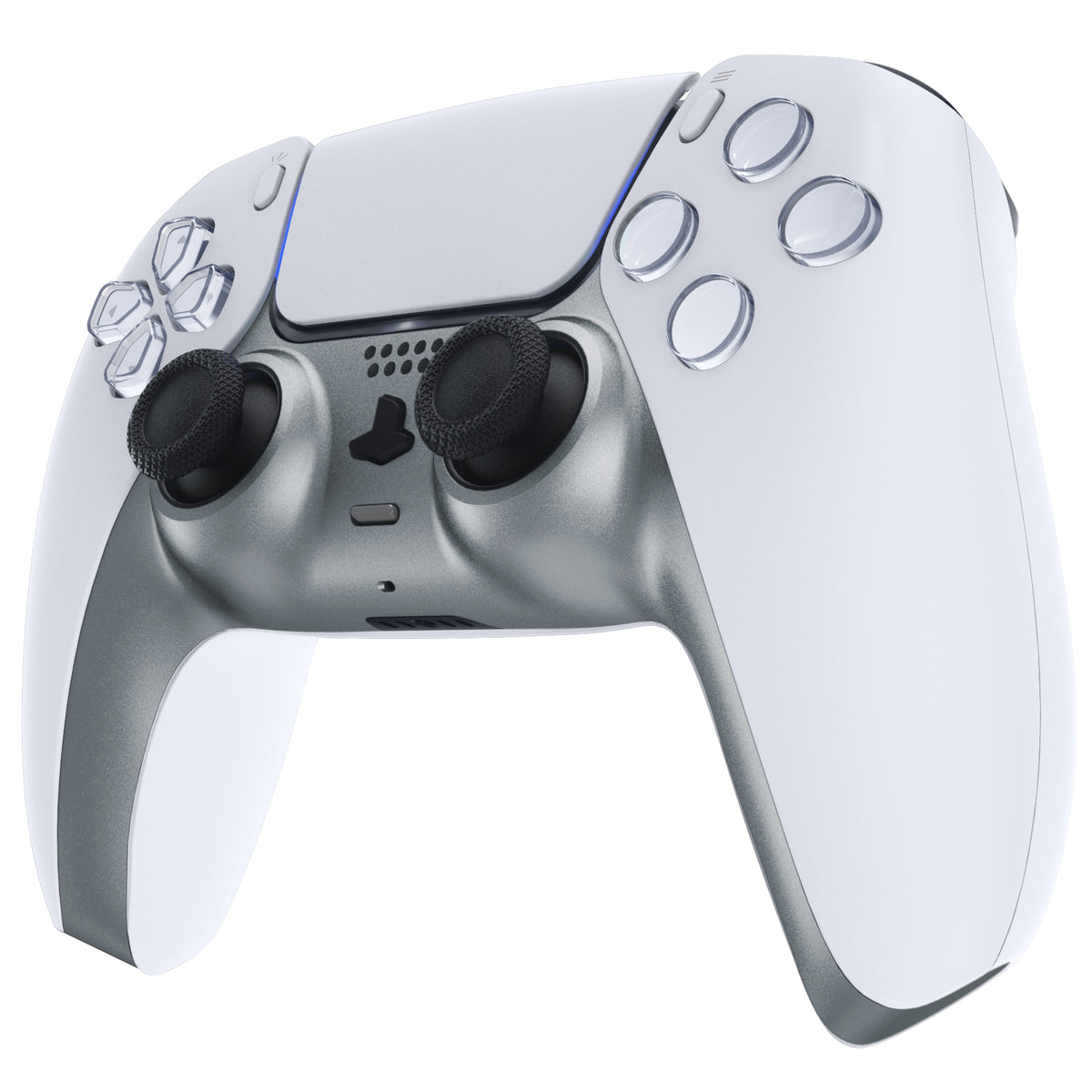 eXtremeRate Replacement Decorative Trim Shell with Accent Rings Compatible with PS5 Controller BDM-010/020/030/040/050 - Metallic Steel Gray